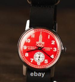 Nouveau! Montre mécanique Pobeda Olympiad pour homme, bracelet russe de l'URSS soviétique avec cadran rouge