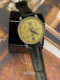 Nouveau! Pobeda Maçonnique Montre Mécanique Russe Soviet Urss Hommes Rare Wrist