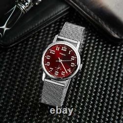 Nouveau! Pobeda Montre Mécanique Russe Homme Rare Urss Soviétique Wrist Vintage Rouge