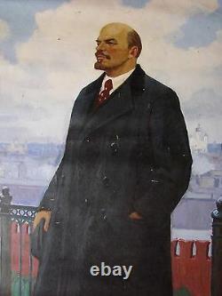 Pair Russe Ukrainian Soviétique Peinture À L'huile Marx & Lénine Réalisme Propagande