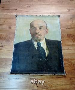 Peinture à l'huile URSS Portrait de Vladimir LENINE. Propagande communiste soviétique russe