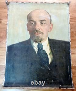 Peinture à l'huile URSS Portrait de Vladimir LENINE. Propagande communiste soviétique russe