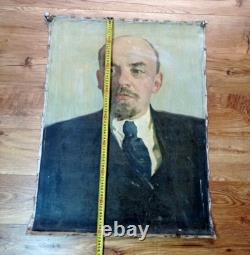 Peinture à l'huile URSS Portrait de Vladimir LENINE. Propagande communiste soviétique russe