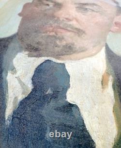 Peinture à l'huile URSS Portrait de Vladimir LENINE. Propagande communiste soviétique russe