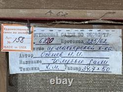 Peinture à l'huile soviétique Osenov paysage russe bouleaux signé art URSS