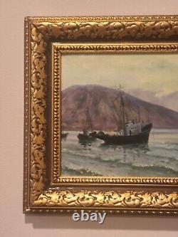 Peinture à l'huile vintage Silence après Victor Puzyrkov Ukraine Maritime soviétique URSS