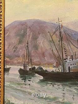 Peinture à l'huile vintage Silence après Victor Puzyrkov Ukraine Maritime soviétique URSS