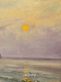 Peinture à l'huile vintage Silence après Victor Puzyrkov Ukraine Maritime soviétique URSS