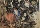 Peinture Expressionniste Sovi&eacute;tique Ukrainienne De L&rsquo;urss Portrait De Personnes D&eacute;munies Sans Emploi