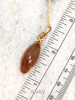Pendentif en agate et calcédoine en or rose 14k 583 vintage russe soviétique URSS 3,6g NWT