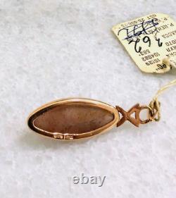Pendentif en agate et calcédoine en or rose 14k 583 vintage russe soviétique URSS 3,6g NWT