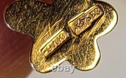 Pendentif en or rose vintage de 1,09g avec rubis créé en laboratoire, en or 14k/583 russe/soviétique URSS