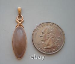 Pendentif vintage russe soviétique URSS en or rose 14K 583 avec chalcedoine rose