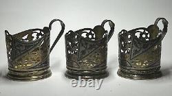Porte-gobelets antique russe en argent 875 Vintage soviétique URSS plaqué or 68