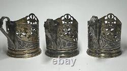Porte-gobelets antique russe en argent 875 Vintage soviétique URSS plaqué or 68