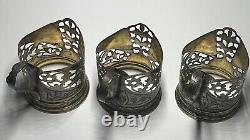 Porte-gobelets antique russe en argent 875 Vintage soviétique URSS plaqué or 68