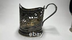 Porte-gobelets antique russe en argent 875 Vintage soviétique URSS plaqué or 68