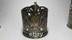 Porte-gobelets antique russe en argent 875 Vintage soviétique URSS plaqué or 68