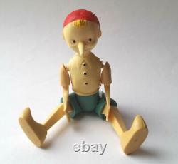 Poupée en plastique écrasé vintage soviétique russe de l'URSS des années 1940 PINOCCHIO BURATINO