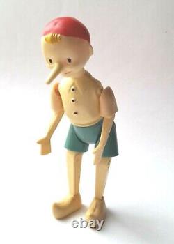 Poupée en plastique écrasé vintage soviétique russe de l'URSS des années 1940 PINOCCHIO BURATINO