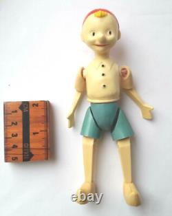 Poupée en plastique écrasé vintage soviétique russe de l'URSS des années 1940 PINOCCHIO BURATINO