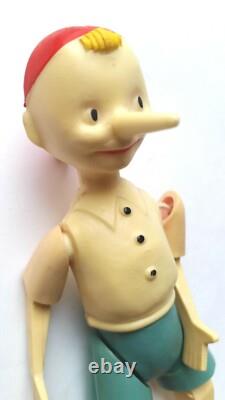 Poupée en plastique écrasé vintage soviétique russe de l'URSS des années 1940 PINOCCHIO BURATINO