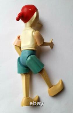 Poupée en plastique écrasé vintage soviétique russe de l'URSS des années 1940 PINOCCHIO BURATINO
