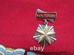 RARE Étoile d'Ordre de l'URSS en or soviétique russe, Mère Héroïne, 3 ordres, 2 médailles - SET
