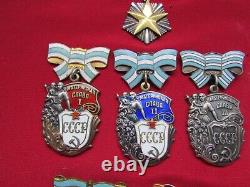 RARE Étoile d'Ordre de l'URSS en or soviétique russe, Mère Héroïne, 3 ordres, 2 médailles - SET