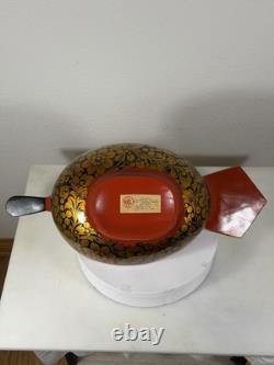 RARE Grand Bol en Khokhloma Russe Soviétique avec 10 Tasses Suspendues URSS