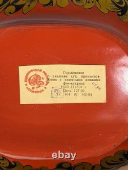 RARE Grand Bol en Khokhloma Russe Soviétique avec 10 Tasses Suspendues URSS