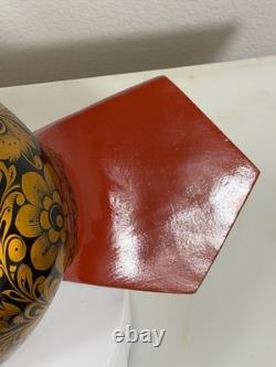 RARE Grand Bol en Khokhloma Russe Soviétique avec 10 Tasses Suspendues URSS