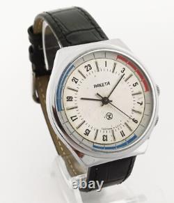Raketa Polar 24 HEURES Montre-bracelet mécanique soviétique URSS russe #689