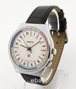 Raketa Polar 24 HEURES Montre-bracelet mécanique soviétique URSS russe #689