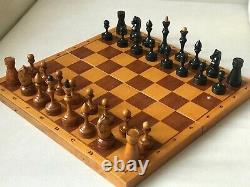 Rare 1950 Vintage Urss Soviétique Russe Jeu D’échecs En Bois Folding Board