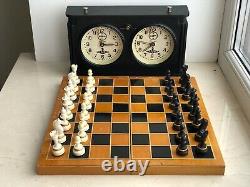Rare Poids Vintage Urss Soviétique Russe En Plastique Jeu D'échecs Pliant Board Vieux
