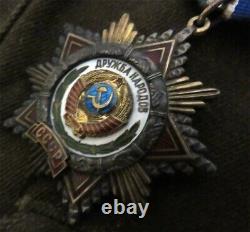 Rare Soviétique Russe Urss L'amitié Des Gens Ordre D'argent Médaille Insigne Bas #1438