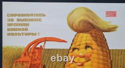 Récolte de maïs en URSS - Rare affiche de propagande agricole soviétique russe