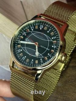 Regardez Rakets 24h Montre Automatique Poignet Polar Hommes Cadran Vert Russe Sangle Soviétique URSS