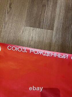 Révolution russe de 1917 Affiche d'art soviétique vintage de Lénine Constructivisme URSS 1987