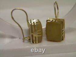 Royal Amber Urss Vintage Boucles D'oreilles Russes Argent Sterling 875 Soviet Bijoux