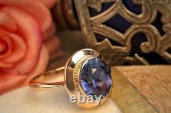 Royal Vintage Soviet Russe 583 14k Rose Gold Ring Saphir Taille De La Pierre 8.5 Urss