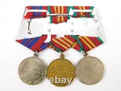 Ruban de l'URSS Russie soviétique 3 Barrettes de service long MVD MOOP Insigne Médaille Ordre