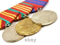 Ruban de l'URSS Russie soviétique 3 Barrettes de service long MVD MOOP Insigne Médaille Ordre