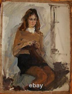 Russe Huile Soviétique D'ukraine Peinture Portrait Réalisme Fille Impressionisme