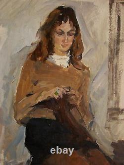 Russe Huile Soviétique D'ukraine Peinture Portrait Réalisme Fille Impressionisme