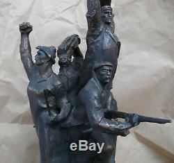 Russe Revolutionnaires Sculpture Statue En Bronze Rouge Propagande Soviétique Buste Rare