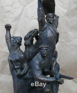 Russe Revolutionnaires Sculpture Statue En Bronze Rouge Propagande Soviétique Buste Rare