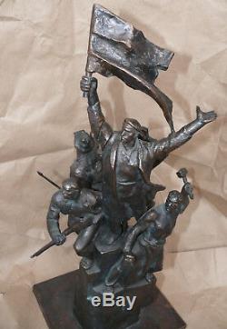 Russe Revolutionnaires Sculpture Statue En Bronze Rouge Propagande Soviétique Buste Rare