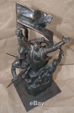 Russe Revolutionnaires Sculpture Statue En Bronze Rouge Propagande Soviétique Buste Rare